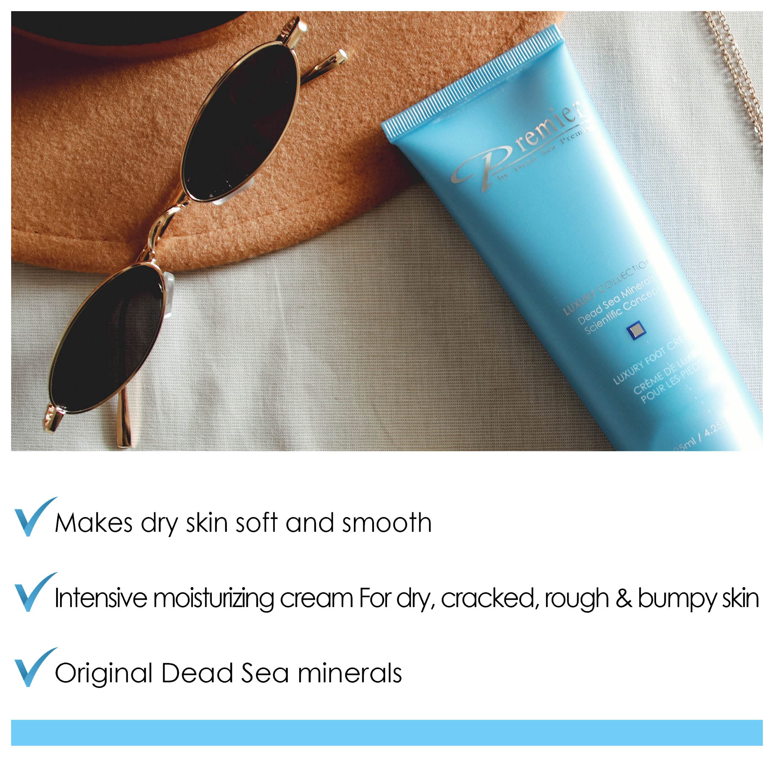 Premier Dead Sea Luxury Foot Cream treatment for dry cracked Skin, Smooth and Soften Dry, rough, Cracked Itchy Skin for Healthy Feet, light and quick absorbing. 4.2 fl.oz Product ID: 885525847541