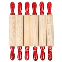 READY 2 LEARN Mini Wooden Rolling Pins - Set of 6-7.25 inches - Turning Handles - Rollers for Kids' Dough, Crafts, Imaginative Play