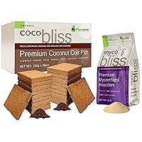 Coco Coir 250gm Bricks (20-Pack) + Myco Bliss Powder (2lbs) - Coco Coir & Mycorrhizal Inoculant for Plants - Mycorrhizae Root Enhancer Improves Nutrient Uptake & Root Growth - Organic Coco Coir Bricks