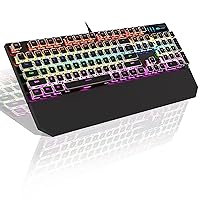 MageGee Typewriter Mechanical Gaming Keyboard, Retro Punk Square Keycap with RGB Rainbow Backlit USB Wired Keyboards for Game and Office, for Windows Laptop PC Mac - Blue Switches/Black