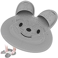 Upgrade Shower Foot Scrubber Mat with Non-Slip Suction Cups, Rabbit-Shaped Silicone Foot Scrubber in Shower for Men & Women (Gray)