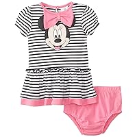 Disney Baby-Girls Newborn Minnie Mouse Striped Dress and Bloomers