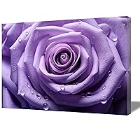 QIXIANG Purple Rose Canvas Wall Art for Girls Room Decor Romantic Flower Pictures Prints Close up for Bedroom Living Room Decor (20.00