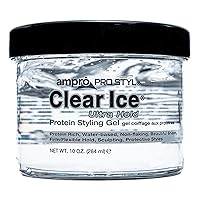 AmPro Pro Styl Clear Ice Styling Gel - Protects and Strengthens Your Strands - Non-Flaking, Alcohol Free, Vegan Formula - Flexible, Touchable Hold for All Hair Types - 10 oz