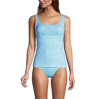 Lands' End Women's Plus Size Tummy Control Square Neck Underwire Tankini Top Swimsuit with Adjustable Straps
