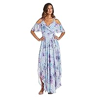 Women's High-Low Off The Shoulders Floral Print, Spring/Summer Daytime Dress