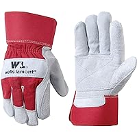 Wells Lamont Leather Work Gloves with Safety Cuff, Double Palm, Split Cowhide(4050XL), Red/White, X-Large (Pack of 1)