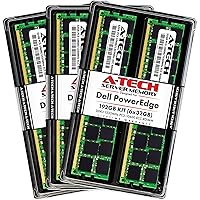 A-Tech 192GB (6x32GB) RAM for Dell PowerEdge T320, T420, T620 Tower Servers | DDR3 1333MHz ECC-RDIMM PC3-10600 4Rx4 1.5V 240-Pin ECC Registered DIMM Server Memory Upgrade Kit