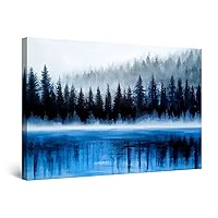 Startonight Canvas Wall Art Abstract - Blue Teal Blue Fir Trees Artist - Artwork Painting for Bedroom 24