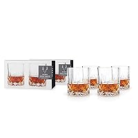Viski Admiral Crystal Whiskey Tumbler Set of 4 - Premium Crystal Clear Liquor Drinking Glass, Classic Lowball Cocktail Glasses Gift Set, 9 Oz