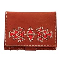 NOVICA Handmade Leather Wallet Geometric in Redwood from Nicaragua Handbags Wallets Patterned 'Lively Culture in Redwood'