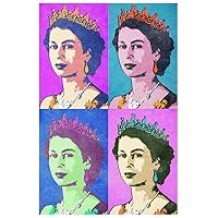 Queen Elizabeth II Bright Pop Art Wall Art Poster Modern Wall Decor for Home Bedroom Living Room Family Decorative Queen Poster Painting British Monarch Cool Wall Decor Art Print Poster 12x18