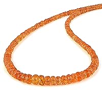AAA Songea Orange Sapphire Necklace, 18inch Faceted Rondelle Beads Sapphire Necklace, Sapphire Necklace, Natural Gemstone Necklace