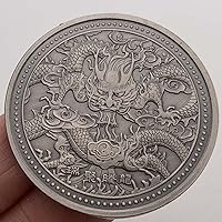 Double Side Dragon Silver Coin Ancient Dragon Lucky Coins for Collection Gifts Metal Coin Plated Commemorative Coin Badge Medal for Collection Arts Gifts Souvenir
