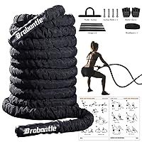 Yes4All 1.5/2 Inch Battle Ropes with Extra Protective Sleeve, Workout Ropes  for Cross-Training Home Gym & Fitness Exercises, Strength Training 