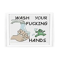 Cross Stitch Pattern Funny PDF, Modern Counted Easy Cross Stitch Chart for Beginners, Wash Your Fucking Hands, Offensive Flu Virus Disease Prevention, Home Wall Decor DIY, Materials are NOT Included