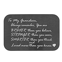 Dreambell Stainless Steel Black Engraving Metal Wallet Insert Grandson Family Mini Love Message Note Card
