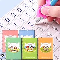 Magic Practice Copybook, Reusable Writing Practice Book, for Preschool Kids Age 3-8 ​Calligraphy 9.44in×6.29in(5 Books with Pens)