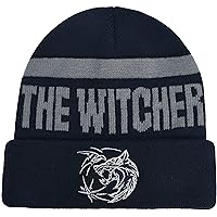 Netflix The Witcher Knitted Cuff Beanie Hat with Silver Logo, Black, One Size