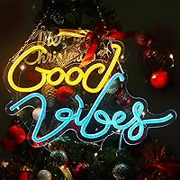Good Vibes Neon Signs for Wall Decor, Yellow and Blue Good Vibes Led Neon Light 10 Dimmable Led Sign Lightning USB Powered Led Lights Signs for Bedroom Girls Party Birthday Gifts Decoration