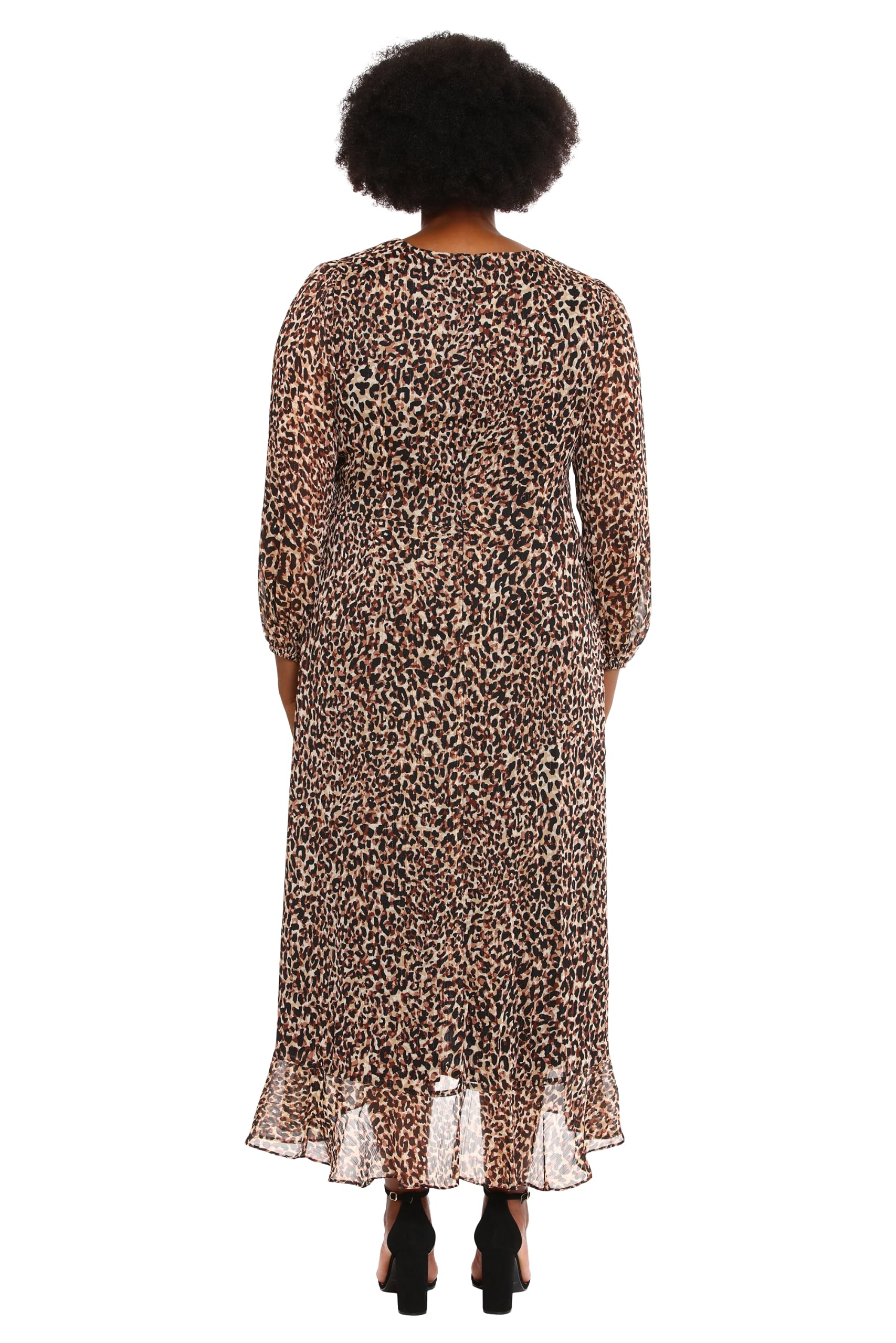 London Times Women's Chiffon Faux Wrap Ruffle Hem Maxi Dress Versatile Polished Feminine