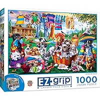 Masterpieces 1000 Piece EZ Grip Jigsaw Puzzle for Adults, Family, Or Kids - Laundry Day Rascals - 23.5