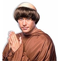 Forum Novelties mens Polyester Monk Wig With Tonsure Party Supplies, Brown, One Size US