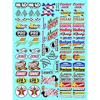 Clear Vinyl R/C Racing Sponsor Sticker Gang Sheet 26-1/24 – 1/16th Scale Model Decal Sticker Sheet Radio Control Lexan Body – Die-Cut to Shape - Peel & Stick – Water Slide