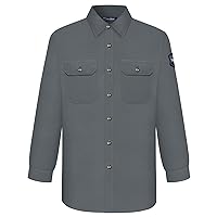 Welding Shirt 7.5oz FR Shirts, 100% C Flame Resistant Work Shirt with Reinforced Sewing, Men's Fire Retardant Welding Shirt, Durable Welding Accessories, Meets NFPA2112, Grey-ZRND M