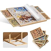 Becko US 1000-Pc Tilting Jigsaw Puzzle Board with 4 Colorful Drawers & Cover, Adjustable Puzzle Table with Built-in Easel/Stand, Portable Tables with Storage for Adults, with Premium Flannel Tabletop