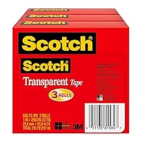 Transparent Tape, 3 Boxes, 1 in x 2592 in (600-72-3PK)