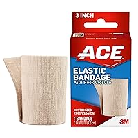 3 Inch Elastic Bandage with Hook Closure, Beige, No Clips, Great for Elbow, Ankle, Knee and More, 2 Count