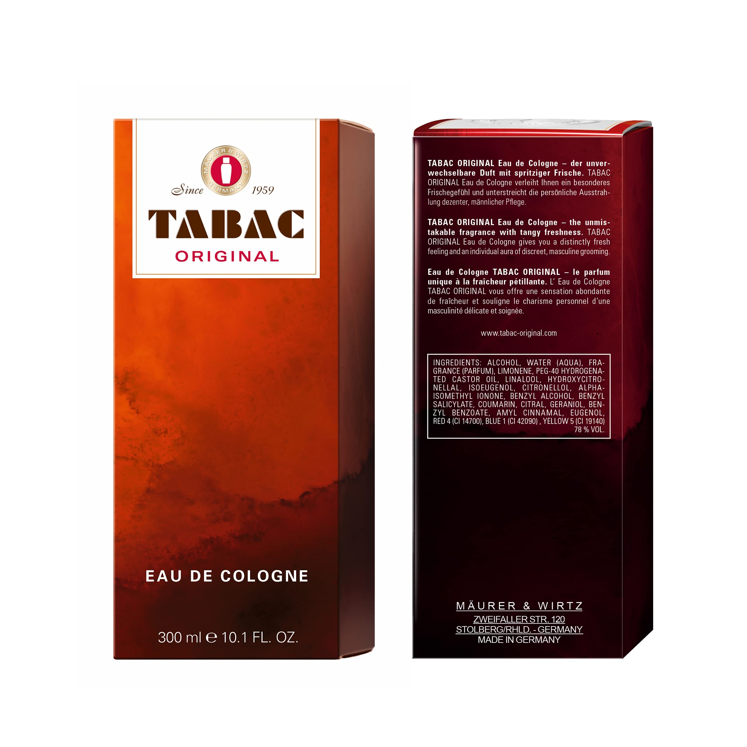 Tabac Original By Maurer & Wirtz For Men. Eau De Cologne Splash 10.1 Oz.