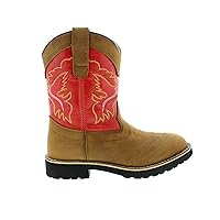 Itasca Girls Youth Pull-on Leather/Nylon Buckaroo Western Boot, red, 4.0 Standard US Width US Big Kid