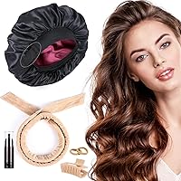 Khaki Heatless Hair Curler and Wine Double Layer Adjustable Bonnet Bundle Sale
