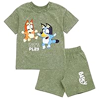 Bluey Boys Vintage Drop Shoulder T-Shirt and Shorts Outfit Set Toddler to Little Kid