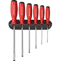 PB Swiss Tools - Set of 6 SwissGrip Screwdriver for Slotted Screws, Model #8240.CBB, Set with Wall Mount, Screwdrivers