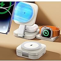 LISEN 3 in 1 Charging Station for Apple Devices Magsafe Wireless Charger Pad for iPhone, Travel Wireless Charging Station for Multiple Devices Fits iPhone 15 Pro Max Magsafe Charger Airpods I Watch