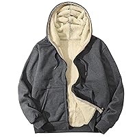 Kissonic Men's Thicken Full Zip Fleece Hoodie Sherpa Lined Sweatshirt Jacket Winter Coats