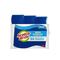 Scotch-Brite Zero Scratch Scrub Sponges, 3 Kitchen Sponges for Washing Dishes and Cleaning the Kitchen and Bath, Non-Scratch Sponge Safe for Non-Stick Cookware