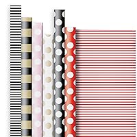 Jillson Roberts 6 Roll-Count All-Occasion Solid Color Gift Wrap Available in 6 Different Assortments, Double-Sided Stripes and Dots