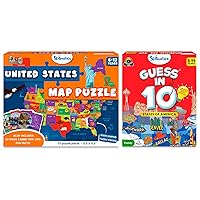 Skillmatics Guess in 10 States of America & United States Map Puzzle Bundle, Fun Educational Games for Kids and Adults for Kids, Teens & Adults