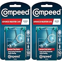 Compeed Advanced Blister Care Sports Medium 8 Count (2 Packs) and Mixed Sizes 10 Count (2 Packs) Hydrocolloid Bandages