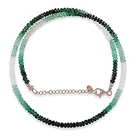 1 Strand Emerald Necklace Emerald Beaded Necklace 925 Silver Necklace - Rose God Plated Emerald Silver Necklace Beads 50 CMS strand Emerald