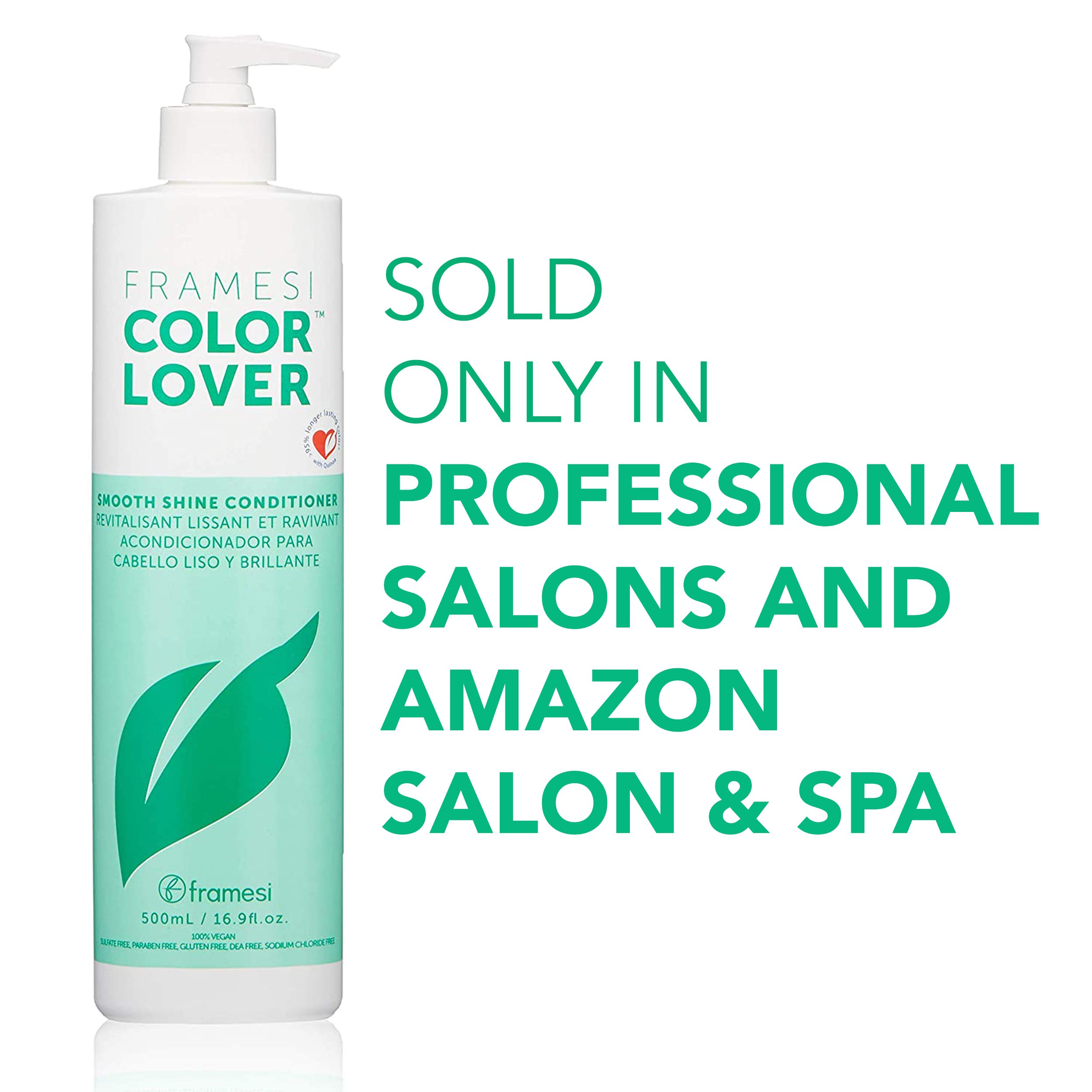 Framesi Color Lover Smooth Shine Conditioner, Sulfate Free Conditioner with Coconut Oil and Quinoa, Color Treated Hair