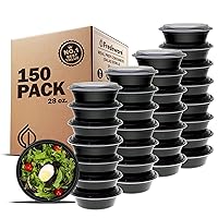 Freshware Meal Prep Containers with lids [150 Pack] Food Storage Containers, Bento Box, BPA-Free, Stackable, Microwave, Dishwasher, Freezer Safe, 28 oz