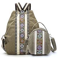 Goodhan Exclusive Women's Canvas Bag Duo - Elegant Anti-Theft Backpack & Chic Crossbody Purse