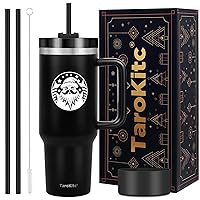 Christmas Gifts for Women Men Adults, Unique Santa Claus Tumbler with Lid, 40 oz Tumbler with handle and Straw, Christmas Insulated Coffee mug for Mom Dad Wife Husband(Black)