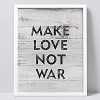 SIGNWIN Framed Make Love Not War, Peace Wall Art, Love, Wood, Grunge, Vintage, Typography, Black & White, Word Wall Decor Prints, Inspirational Wall Décor for Living Room, Bedroom - 8