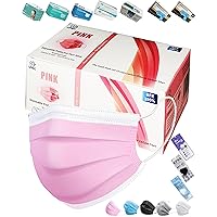 50PCS(1 Box) Cute Pink Disposable Face Masks,Premium 3-Ply Non-Woven & Melt-Blown Fabric,High Filtration Ventilation Security Hygiene Protection for Adults Women (Other Color-Style-Quantity Available)